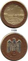 MEDAILLEN AUS PORZELLAN,Staatliche Porzellan-Manufaktur MEISSEN München o.J. (1941) braun.  Seekrieg gegen England.  Rand und Spiegel der Vs. gold, Hoheitsadler silber.