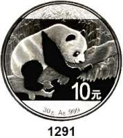 AUSLÄNDISCHE MÜNZEN,China Volksrepublik seit 1949 10 Yuan 2016.  Panda vor Bambus auf Ast.  In Kapsel.