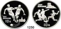 AUSLÄNDISCHE MÜNZEN,China Volksrepublik seit 1949 10 Yuan 1993.  Fußball WM.  Schön 507 und 508.  KM 520 und 521.  LOT. 2 Stück.