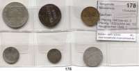 Deutsche Münzen und Medaillen,Sachsen LOTS     LOTS     LOTS 2 Pfennig 1841(ss-vz); 3 Pfennig 1832(schön-ss); 1/2 Neugroschen 1849; 1 Neugroschen 1849; 1/12 Taler 1830(ss+) und 1/3 Taler 1854(schön-ss).  LOT. 6 Stück.