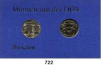 Deutsche Demokratische Republik,Thematische Sätze  Potsdam.  5 Mark 1986  Sanssouci und Neues Palais.  Im Münzrahmen (blau) mit Aufschrift 