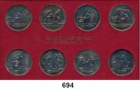 Deutsche Demokratische Republik,K U R S S Ä T Z E  Schadowfries-Satz. 1983  Mzz. A.  8 Kupfer-Nickel-Medaillen.  Im Originalrahmen (rot) 