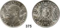 R E I C H S M Ü N Z E N,Anhalt, Herzogtum Friedrich II. 1904 - 1918 3 Mark 1909.  Jaeger 23.