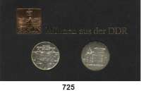 Deutsche Demokratische Republik,Thematische Sätze  750 Jahre Berlin.  10 Mark 1985  Humboldt-Universität und 1986  Charité.  Im Münzrahmen (schwarz) mit Plakette Berlin 1987.  Jaeger Seite 915.