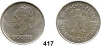 R E I C H S M Ü N Z E N,Weimarer Republik  3 Reichsmark 1932 A.  Jaeger 350.  Goethe.