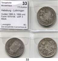 Österreich - Ungarn,Habsburg - Lothringen Franz Josef I. 1848 - 1916 Gulden 1860 A, 1889 und Forint 1879 KB.  LOT. 3 Stück.