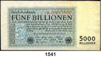 P A P I E R G E L D,Weimarer Republik  5 Billionen Mark 1.11.1923.  KN A 00027820.  Ros. DEU-156 a.
