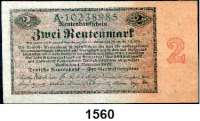 P A P I E R G E L D,R E N T E N B A N K  2 Rentenmark 1.11.1923.  KN A 10238985.  Ros. DEU-200.