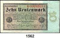 P A P I E R G E L D,R E N T E N B A N K  10 Rentenmark 1.11.1923.  KN G 00092011.  Ros. DEU-202.