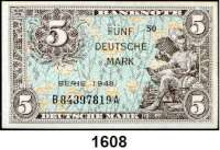 P A P I E R G E L D,BUNDESREPUBLIK DEUTSCHLAND  5 Deutsche Mark 1948.  