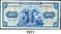 P A P I E R G E L D,BUNDESREPUBLIK DEUTSCHLAND  10 Deutsche Mark 1948.  Mit B-Perforation.  Ros. WBZ 17 b.