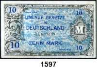 P A P I E R G E L D,A L L I I E R T E      B E S E T Z U N G  1/2 bis 1000 Mark 1944.  US-Druck:   Ros. AMB-1 a.  UdSSR Druck: Ros. AMB-2 c, 3 d, 4 d, 5 c, , 6 d, 7 d, 8 c..                              SATZ. 8 Scheine.