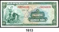 P A P I E R G E L D,BUNDESREPUBLIK DEUTSCHLAND  20 Deutsche Mark 1948.  Mit B-Perforation.  J...E.  Ros. WBZ-18 b.