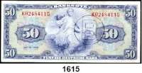 P A P I E R G E L D,BUNDESREPUBLIK DEUTSCHLAND  50 Deutsche Mark 1948.  Mit B-Perforation.  K...G.  Ros. WBZ-19 b.