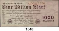 P A P I E R G E L D,Weimarer Republik  1 Billion Mark 1.11.1923.  KN A 00513276.  Ros. DEU-155 a.