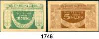 P A P I E R G E L D   -   N O T G E L D,Bayern München Spende für Bayerische Soldatenheime.  Quittung über 1 Mark und 5 Mark April 1918.