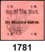 P A P I E R G E L D   -   N O T G E L D,Schlesien Guhrau Magistrat.  5, 10 und 50 Pfennig, 1, 2 und 5(2) Mark o.D.  Dießner 137.1 h, 2 a, b, c, d, e, f.  LOT. 7 Scheine.
