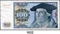 P A P I E R G E L D,BUNDESREPUBLIK DEUTSCHLAND  100 Deutsche Mark 2.1.1960.  N...F.  Ros. BRD-10 a.