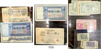 P A P I E R G E L D,L O T S      L O T S      L O T S  Sammlung ab 100 Mark 1.7.1898 bis DDR, 500 Mark 1985.  Kaiserreich, Inflation, III. Reich, Alliierte Besetzung, Bundesrepublik, DDR, Forum Reise-Schecks.  LOT. von 533 Scheinen.  In zwei Alben.  Darunter Ros. DEU-13(3), 14, 16(3), 20 a, 31(2), 33(2), 37 c, 53 a, 70(8, 1x Serie J 365), 152 b, 178 a, WBZ-1(8), 3 a, BRD-4. Dabei ein Zeitungsausschnitt mit Trauerschein, Scherzschein Helmut Schmidt und DDR Werbeschein 