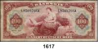 P A P I E R G E L D,BUNDESREPUBLIK DEUTSCHLAND  100 Deutsche Mark 1948.  L...A.  Ros. WBZ-8.