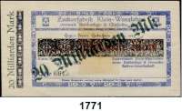 P A P I E R G E L D   -   N O T G E L D,Sachsen Klein - Wanzleben Zuckerfabrik.  5 und 10 Pfennig, 1 und 10 Mark o.D.  20 Milliarden Mark 15.8.1923(blanko).  Tieste 3525.05.01, 15.  Geiger 275.01 a, 04 a.  Keller 2675 b.  LOT. 5 Scheine.