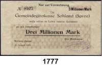 P A P I E R G E L D   -   N O T G E L D,Sachsen Sohland (Spree) Gemeindegirokasse.  3 Millionen Mark 25.8.1923.  Keller 4806 a.