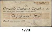 P A P I E R G E L D   -   N O T G E L D,Sachsen Oppach Gemeinde-Girokasse.  50.000 Mark 4.9.1923.  Nicht im Keller.  Zu Keller 4179.