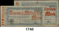 P A P I E R G E L D   -   N O T G E L D,Reichspost Dresden Oberpostdirektion.  20 und 100 Milliarden Mark 2.11.1923.  Müller/Geiger/Grabowski 503.1 und 503.3 b.  LOT. 2 Scheine.