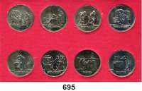 Deutsche Demokratische Republik,K U R S S Ä T Z E  Schadowfries-Satz. 1983  Mzz. A.  8 Kupfer-Nickel-Medaillen.  Im Originalrahmen (rot).  Ohne Textaufdruck.