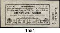 P A P I E R G E L D,Staatliches wertbeständiges Notgeld  2,10 Mark Gold =  1/2 Dollar 23.10.1923.  AV.  Ros. WBN-17 b.