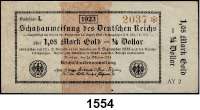 P A P I E R G E L D,Staatliches wertbeständiges Notgeld  1,05 Mark Gold =  1/4 Dollar 26.10.1923.  KN 4stellig.  Ros. WBN-13 e.