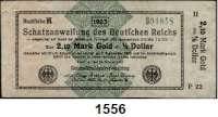 P A P I E R G E L D,Staatliches wertbeständiges Notgeld  2,10 Mark Gold =  1/2 Dollar 26.10.1923. 