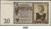 P A P I E R G E L D,R E I C H S B A N K  20 Reichsmark 16.6.1939.  Österreicherin.  Ros. DEU-215 a.  LOT. 31 Scheine.
