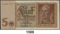 P A P I E R G E L D,R E I C H S B A N K  5 Reichsmark 1.8.1942.  Ros. DEU-220 a(4), 220 b(9), 220 F(2).  LOT. 15 Scheine.