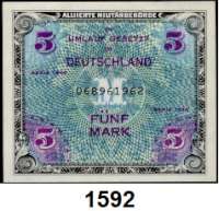 P A P I E R G E L D,A L L I I E R T E      B E S E T Z U N G  5 Mark 1944.  US-Druck(6), UdSSR-Druck(1). 10(2) Mark 1944 UdSSR-Druck. Ros. AMB-3 a(6), 3 d, 4 d(2).  LOT. 9 Scheine.