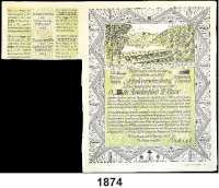 P A P I E R G E L D,Wertpapiere  Freistaat Baden,  Stadtgemeinde Vöhrenbach.  Mündelsichere wertbeständige Holzanleihe 1923.  Schuldverschreibung zu 0,25(13), 0,5(65), 1(67), 2(13), 5(1) Festmeter Nadelnutzholz III. Klasse  9.10.1923.  Das dafür erhaltene Kapital wurde für den Bau der Linachtalsperre eingesetzt.  Die Schuldverschreibungen teilweise mit unvollständige Zinskupons, weitere Zinskupons sind lose vorhanden.  LOT. 159 Stück(+ Zinskupons).