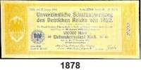 P A P I E R G E L D,Wertpapiere  Anleihe des Deutschen Reiches 1916.  1000 Mark 4.4.1916.  1000, 2000(3), 5000, 10.000(2) und 20.000 Mark 1.8.1922.  Unverzinsliche Schatzanweisung des Deutschen Reichs von 1922.  100.000 Mark 27.12.1922.  8-15 zinsige Schatzanweisung des Deutschen Reichs.  100.000(2) 19.9.1923.  Dazu 17 Kuponbögen(-oder Einzelkupons).  LOT. 29 Stück(+Kupons).