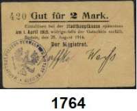 P A P I E R G E L D   -   N O T G E L D,Posen Budsin. Magistrat.  1/2, 1 und 2 Mark 25.8.1914.  Entwertet.  Diessner 55.1, 2, 3.  LOT. 3 Scheine.