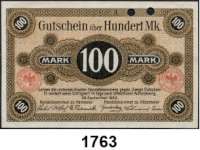 P A P I E R G E L D   -   N O T G E L D,Niedersachsen Hannover und Hildesheim Handelskammern Hannover/Hildesheim.  100 Mark 26.9.1922.  Lochung statt KN.  Müller 2015.1 M.