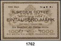 P A P I E R G E L D   -   N O T G E L D,Niedersachsen Groß Ilsede. Ilseder Hütte.  1000 Mark 6.9.1922.  Lochung statt KN.  Müller 1895.2 M