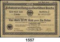 P A P I E R G E L D,Staatliches wertbeständiges Notgeld  4,20 Mark Gold = 1 Dollar 25.8.1923(stärker gebraucht).  Ros. WBN 6 b.  Beigegeben Ros. DEU-114 d, 136 b, 142 a, 143 i. DOA-38 b.  LOT. 6 Scheine.