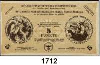P A P I E R G E L D,Besatzungsausgaben des II. Weltkrieges Litauen Ostland Spinnstoffwaren-Punktwertschein. 5 Punkte o.D.(-30.4.1943).  Ohne KN.  Drfa. deutsch.  Grabowski/Huschka/Schamberg LT 11 d.