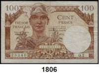 P A P I E R G E L D,AUSLÄNDISCHES  PAPIERGELD Frankreich Tresor Francais.  5, 10 und 100 Francs o.D.(1947).  Pick M 6 a, M 7 a, M 9.  LOT. 3 Scheine.