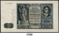 P A P I E R G E L D,Besatzungsausgaben des II. Weltkrieges Generalgouvernement Polen 50 Zlotych 1.8.1941.  Perforiert 