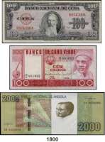 P A P I E R G E L D,AUSLÄNDISCHES  PAPIERGELD Angola 100 und 1000 Escudos 24.11.1972.  2000 Kwanzas 10.2012.  Pick 101, 103, 157.  Beigegeben Kapverden, Pick 54 a, 69 a, 74.  Kuba, 100 Pesos 1954.  Pick 82 b.  LOT. 7 Scheine.