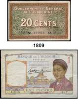 P A P I E R G E L D,AUSLÄNDISCHES  PAPIERGELD Französisch Indo-China 1 Piastre o.D.(1936).  10 und 20 Cents o.D.(1939).  Pick 54 b, 85 e, 86 d.  Beigegeben Frankreich, 500 Francs(1994-2000), Pick 160(Nadellöcher, gebraucht).  LOT. 4 Scheine.