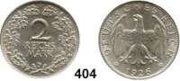 R E I C H S M Ü N Z E N,Weimarer Republik  2 Reichsmark 1926 D.  Jaeger 320.