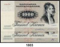 P A P I E R G E L D,AUSLÄNDISCHES  PAPIERGELD Dänemark 1000 Kronen (19)86 und 19(92).  Pick 53 f und 53 g.  LOT. 2 Scheine