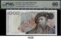 P A P I E R G E L D,AUSLÄNDISCHES  PAPIERGELD Schweden 1000 Kronen 1989-92.  Pick 60 a.  Im PMG Folder mit Bewertung 66 EPQ Gem Uncirculated.