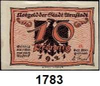 P A P I E R G E L D   -   N O T G E L D,Thüringen Arnstadt. 10 Pfennig 1921.  1x mit Punkt zwischen 19 und 21.  G/M 43.1.  LOT. 924 Scheine.